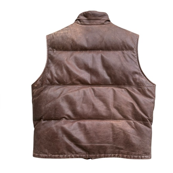 90s VTG Eddie Bauer Premium Leather Goose Down Vest XL - Picture 2 of 11